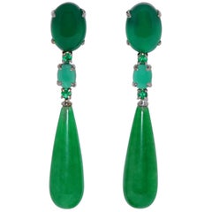 Jades, Agates and Emeralds Black Gold Chandelier Earrings