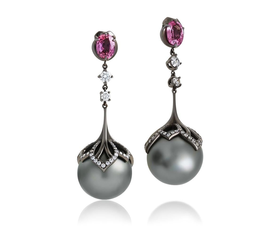 Modern Jado Black Swan Earrings For Sale