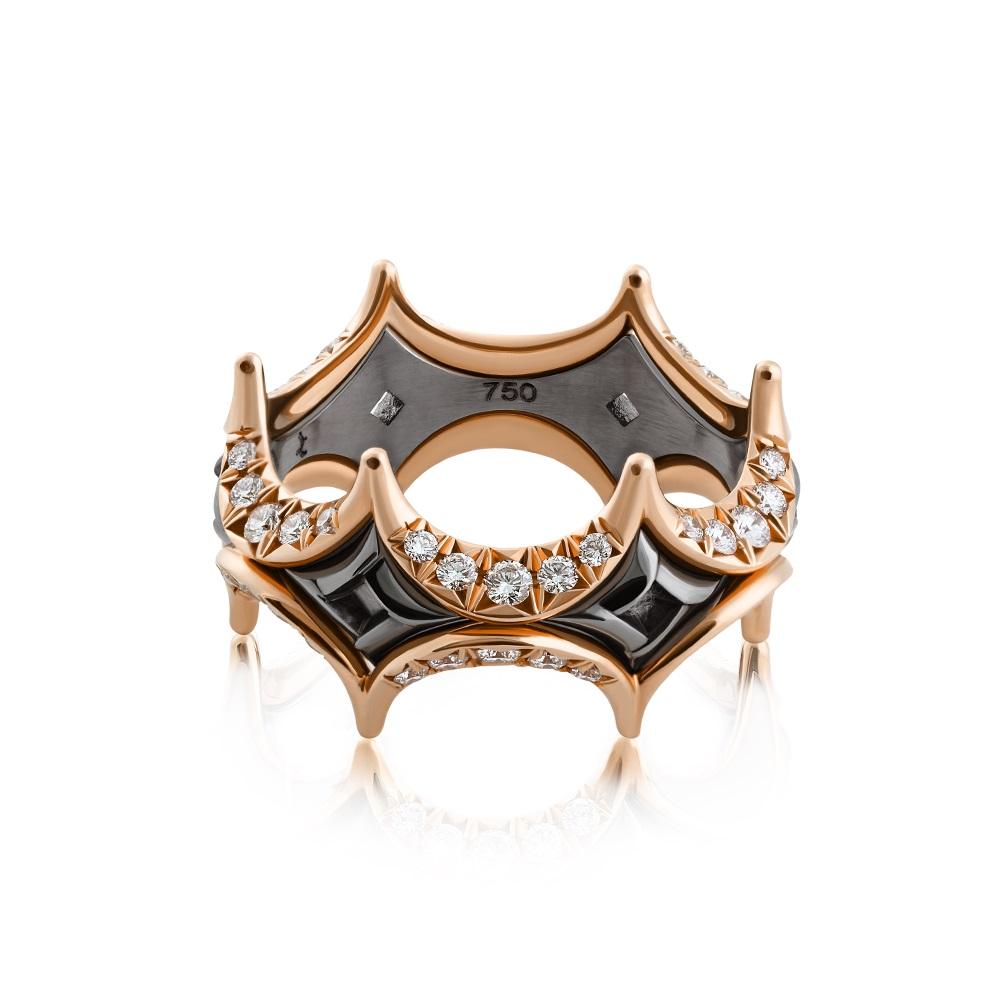 For Sale:  Jado Couture Black and Gold with Diamonds Ring 4