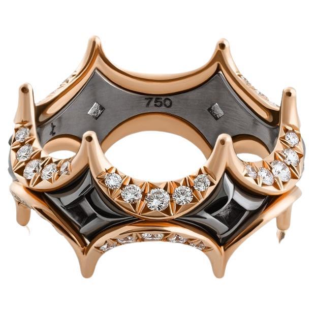 Jado Couture Black and Gold with Diamonds Ring