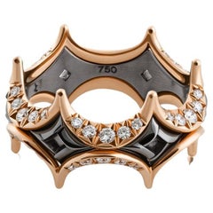 Jado Couture Black and Gold with Diamonds Ring