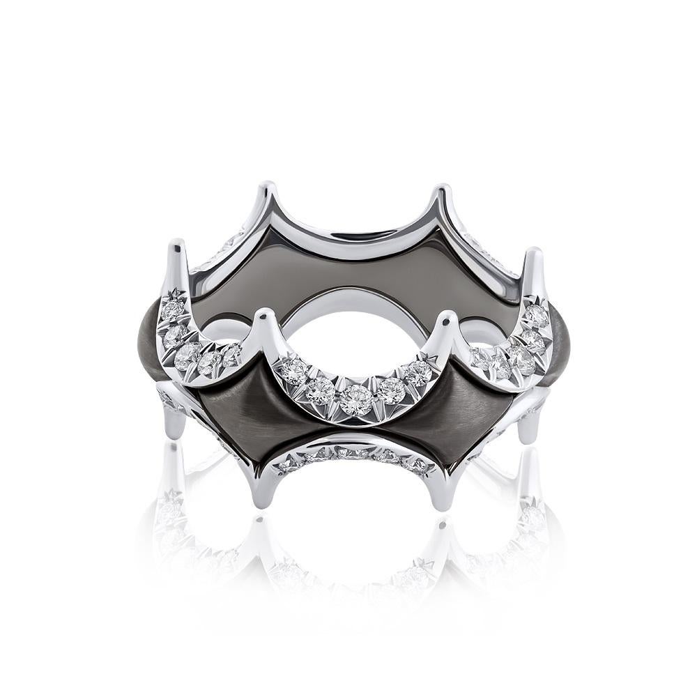 For Sale:  Jado Couture Black with Diamonds Ring 4