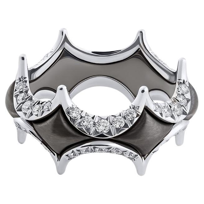 For Sale:  Jado Couture Black with Diamonds Ring