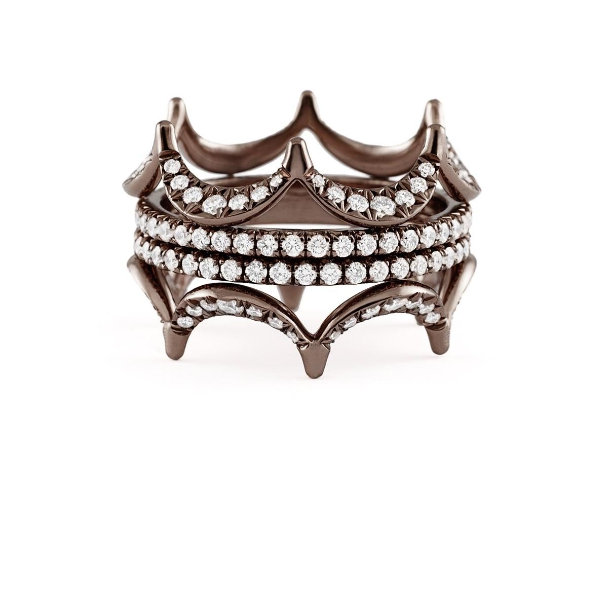 For Sale:  Jado Crown Chocolate Quartet Stackable Rings 2