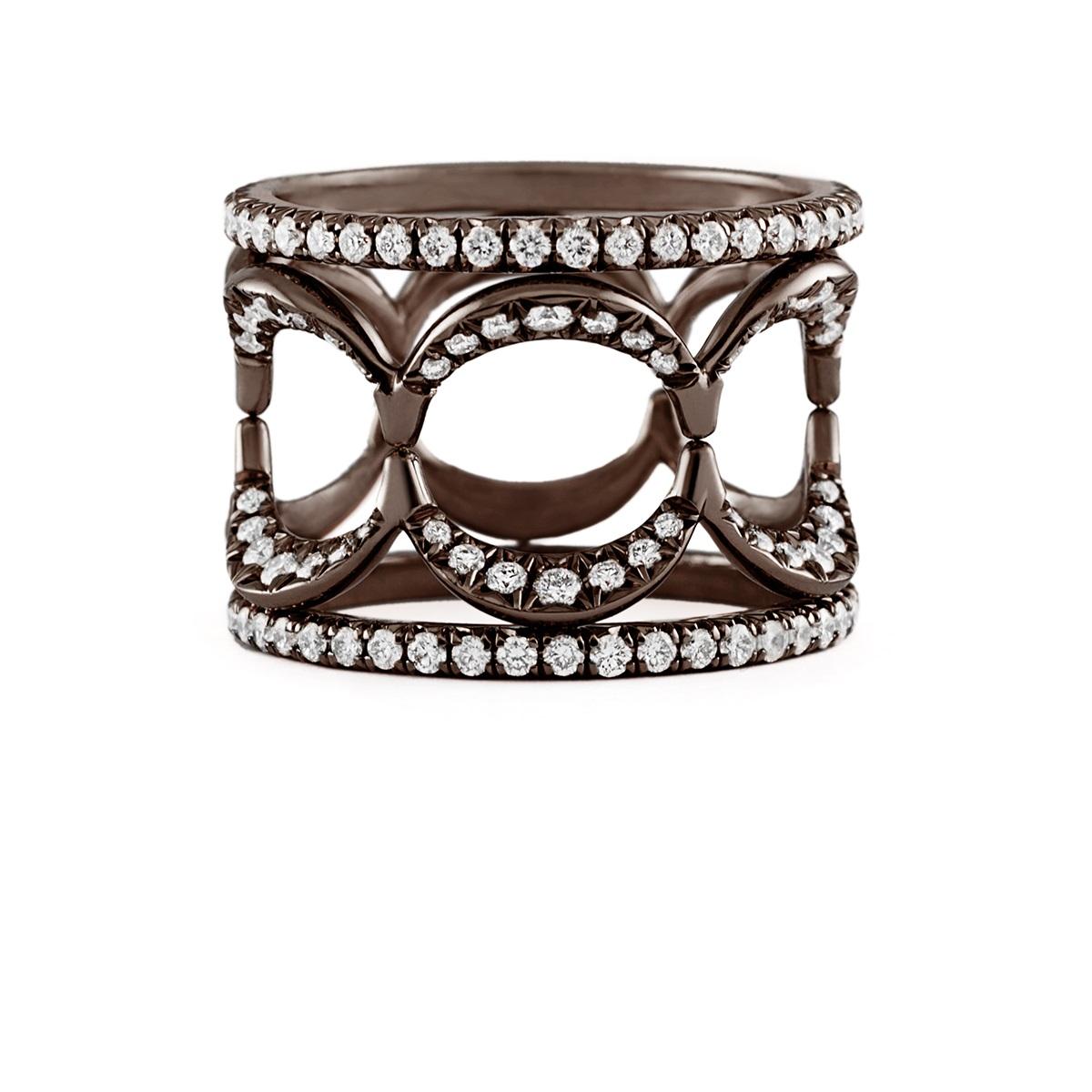 For Sale:  Jado Crown Chocolate Quartet Stackable Rings 3