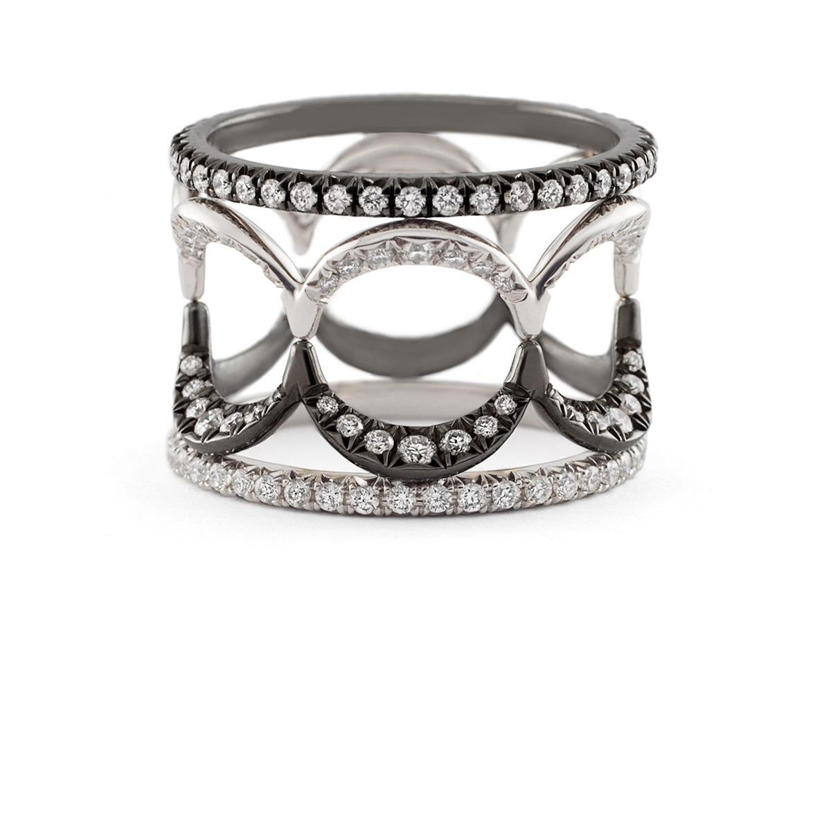 For Sale:  Jado Crown Ebony & Ivory Quartet Stackable Rings 2