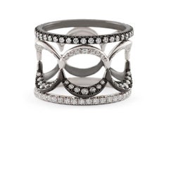 Jado Crown Ebony & Ivory Quartet Stackable Rings