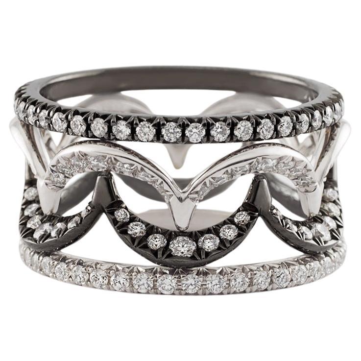 Jado Crown Ebony & Ivory Quartet Stackable Rings