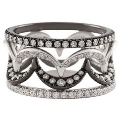 Jado Crown Ebony & Ivory Quartet Stackable Rings