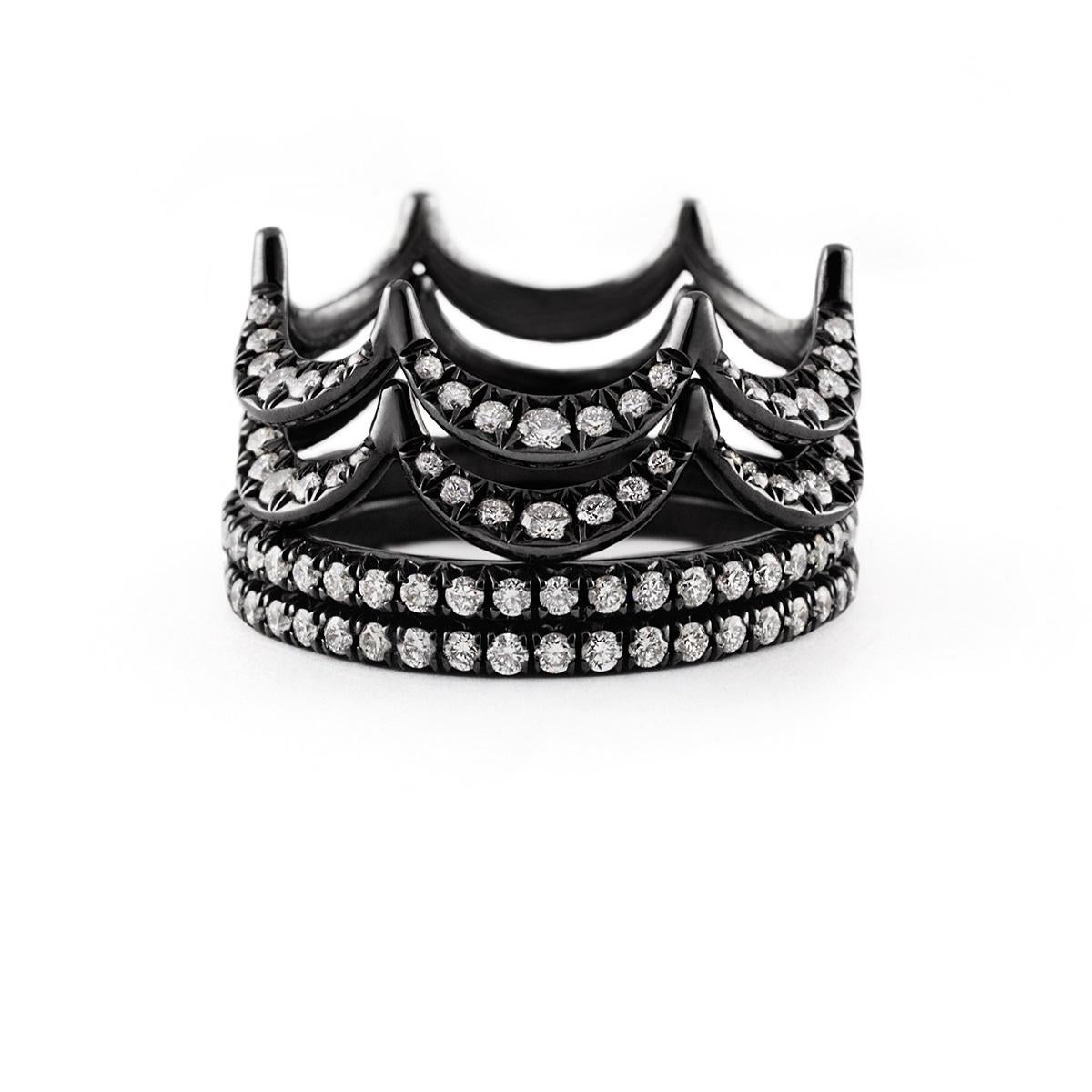 For Sale:  Jado Crown Ebony Quartet Stackable Rings 2