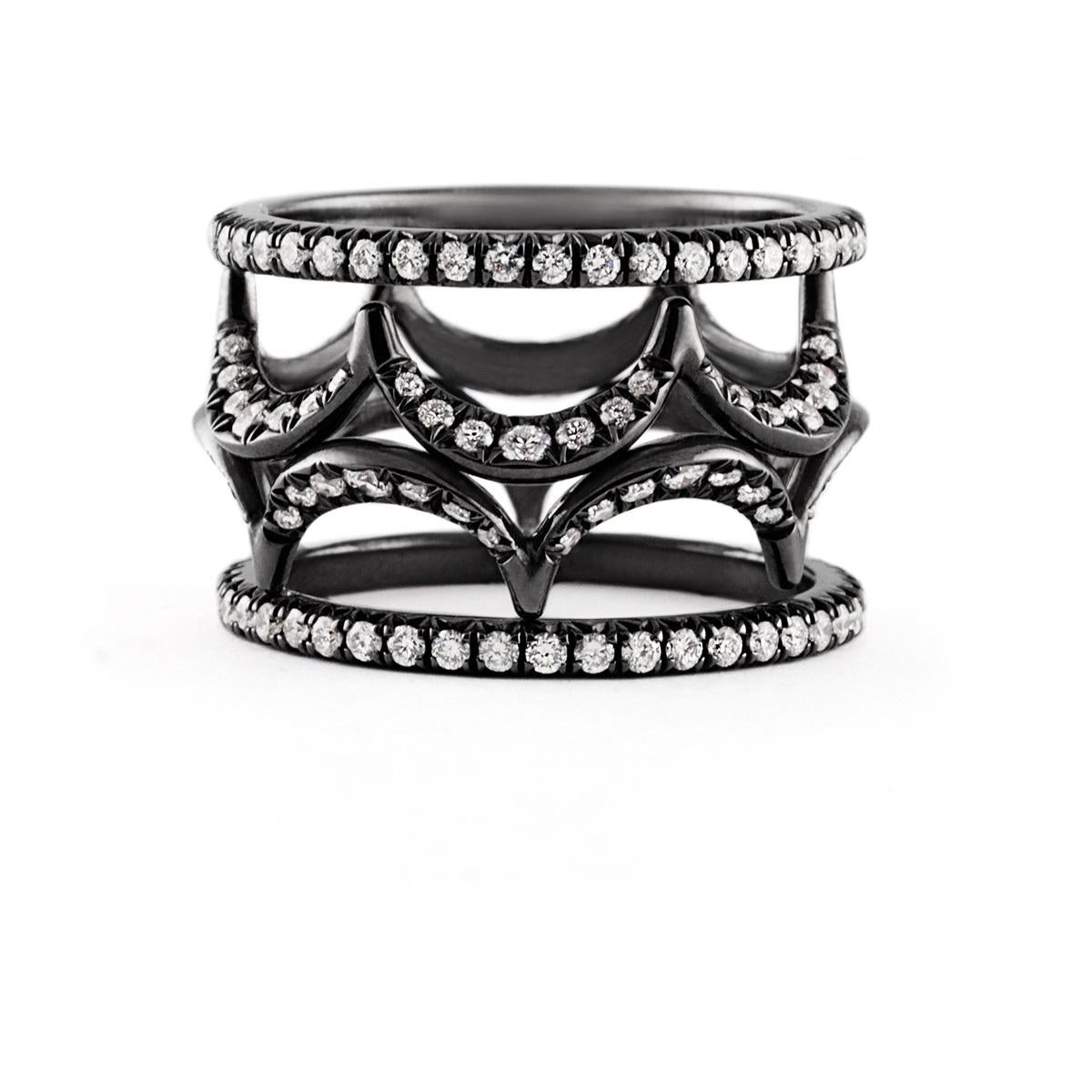 For Sale:  Jado Crown Ebony Quartet Stackable Rings 3