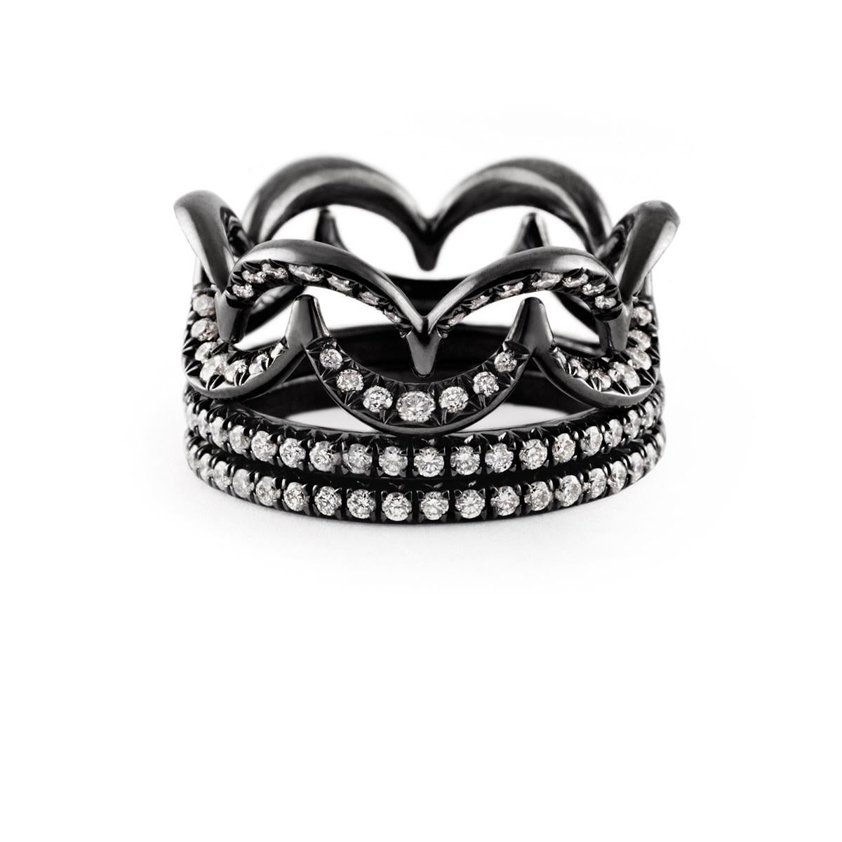 For Sale:  Jado Crown Ebony Quartet Stackable Rings 4