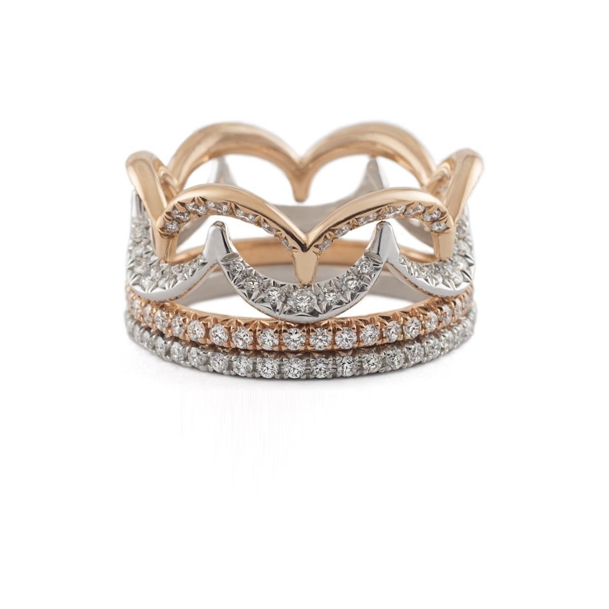 For Sale:  Jado Crown Luminosity & Rose Quartet Stackable Rings 2