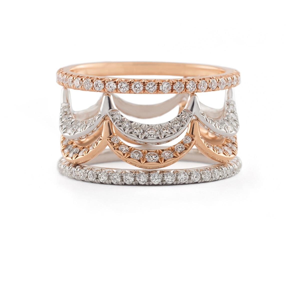 For Sale:  Jado Crown Luminosity & Rose Quartet Stackable Rings 4