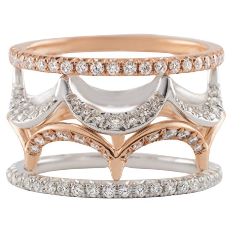 Jado Crown Luminosity & Rose Quartet Stackable Rings