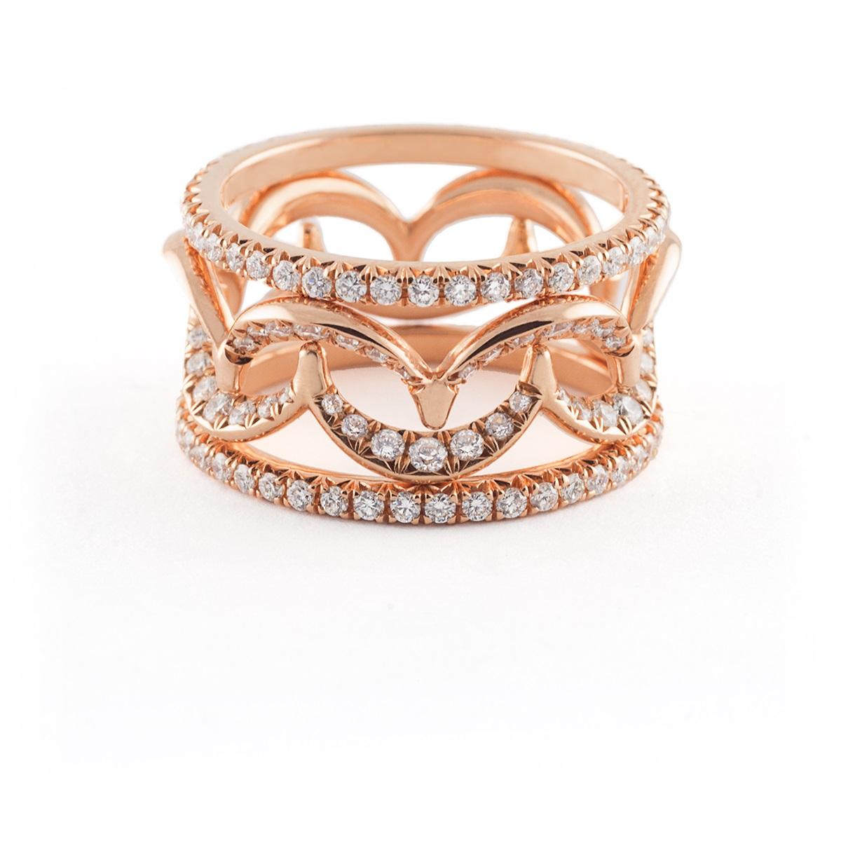 For Sale:  Jado Crown Rose Provence Quartet Stackable Rings 2
