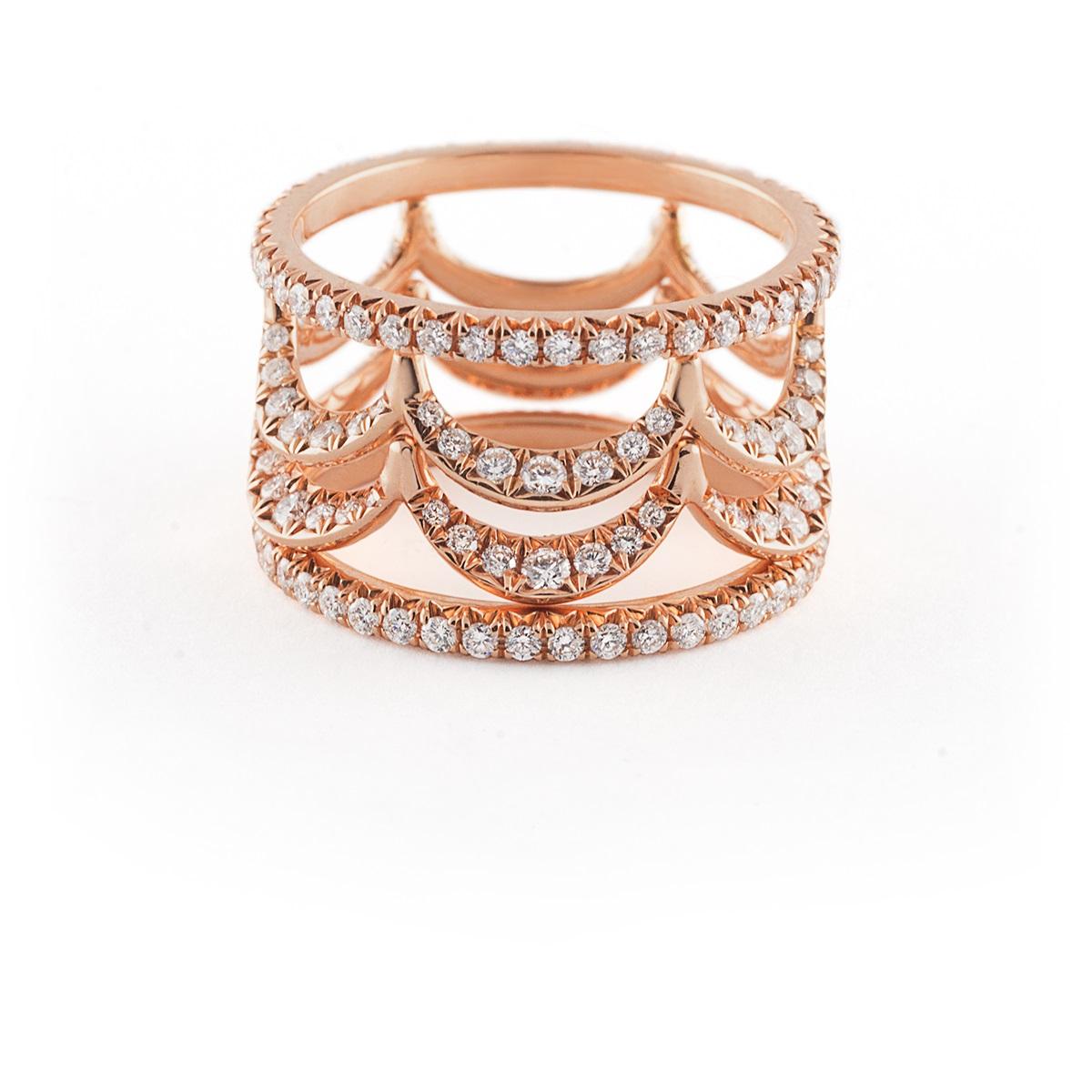 For Sale:  Jado Crown Rose Provence Quartet Stackable Rings 4