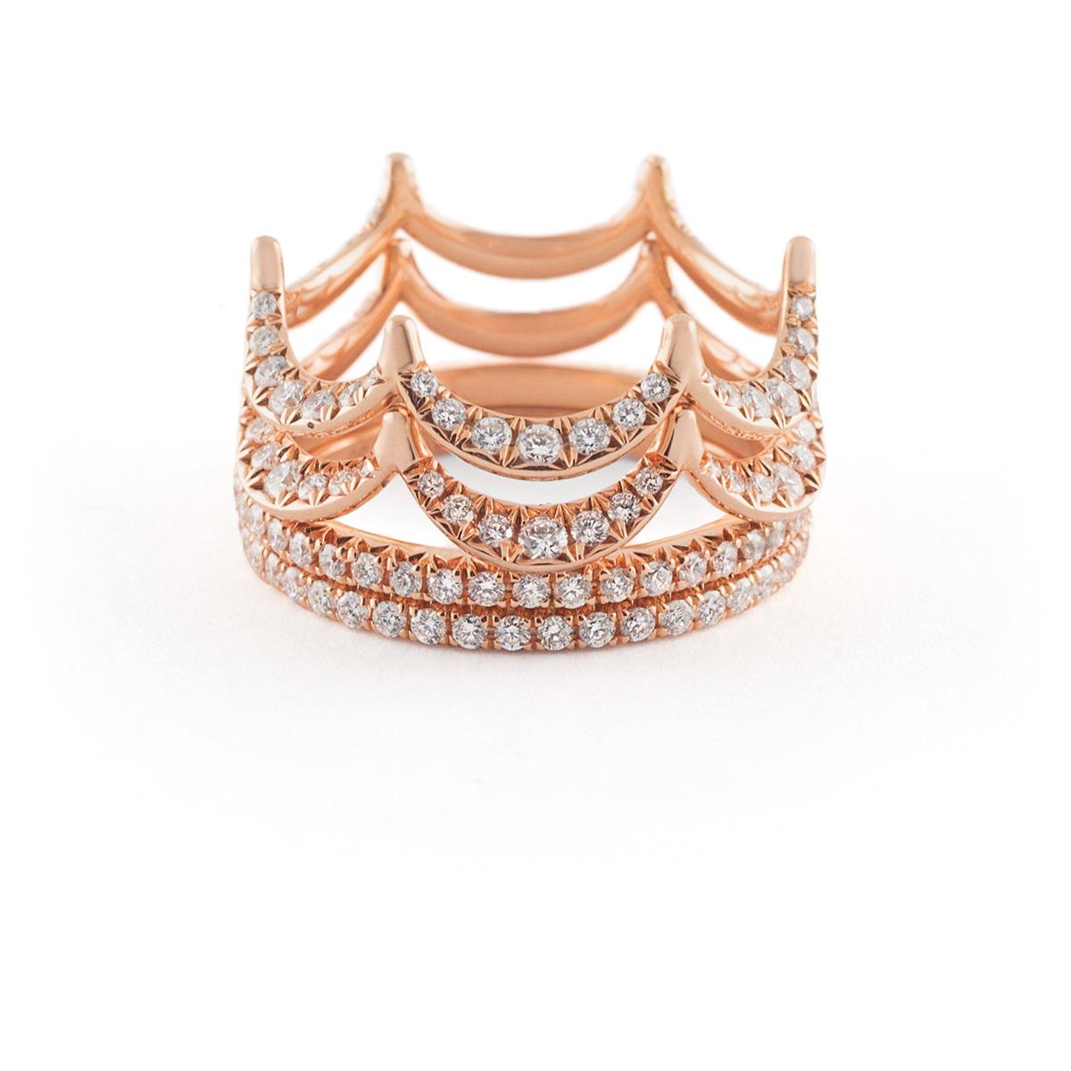 For Sale:  Jado Crown Rose Provence Quartet Stackable Rings 5