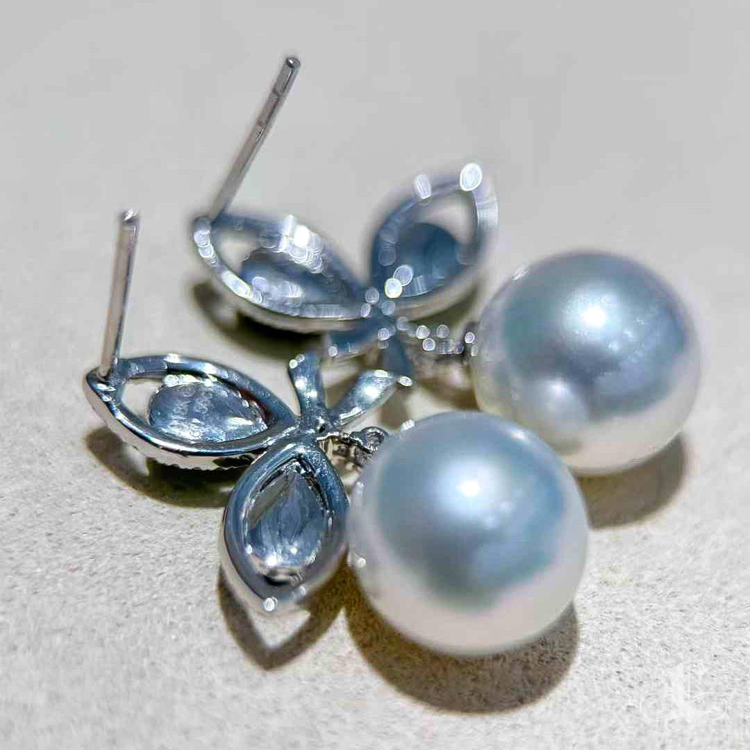 【Jādora】Celestial Jade Ribbon South Sea Pearl and Diamond Earrings in vendita 4