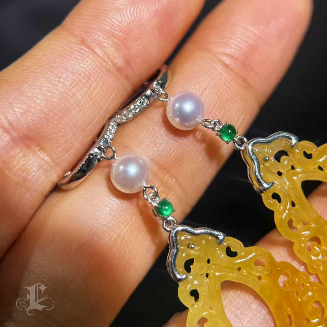 【Jādora】Goldene Strahlkraft burmesische Jadeit Smaragd Diamant Ohrringe im Angebot 2