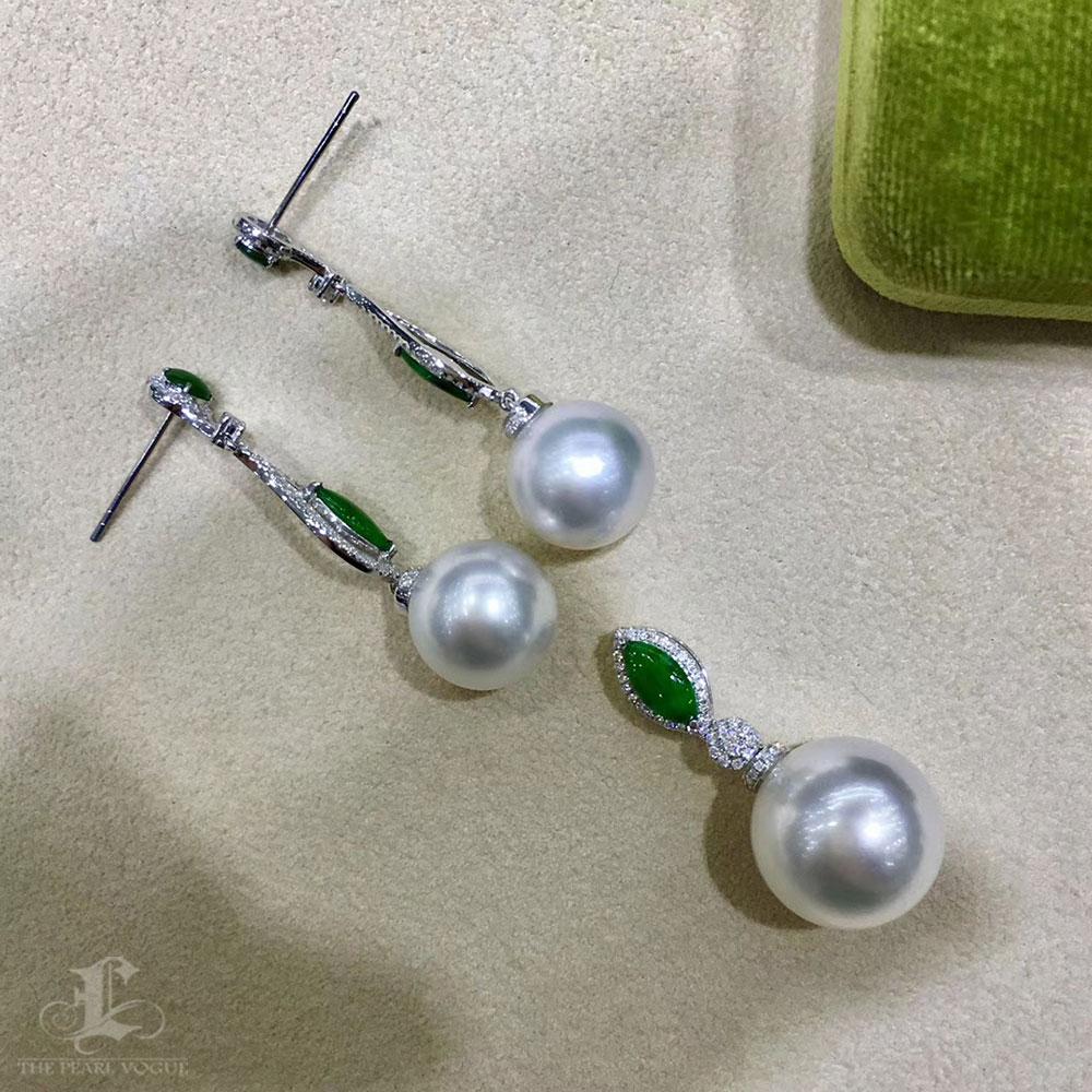 【Jādora】Conjunto de pendientes y colgante de jadeíta imperial y perlas de los mares del sur en venta 6