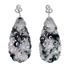 【Jādora】Ink Mist — Jade Cloud Earrings