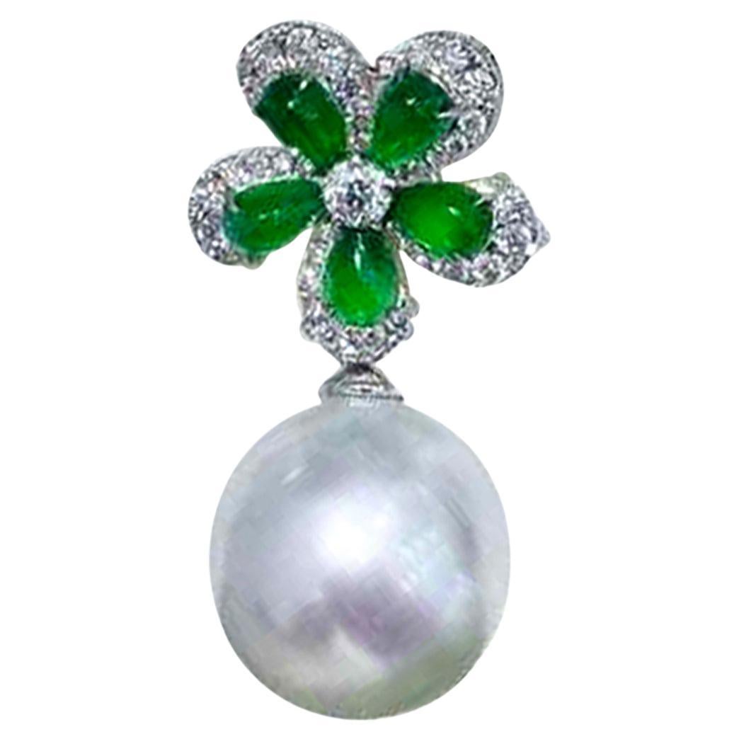 【Jādora】Jade Blossom South Sea Pearl Pendant
