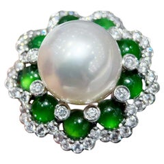 【Jādora】Jadeite Halo South Sea Pearl Ring