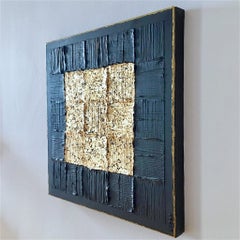 Painting J'adore 1 by Liora Textured Square Gold Abstract Canvas Contemporary