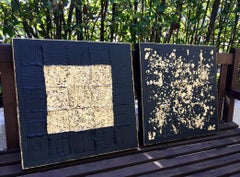 Painting J'Adore 2 by Liora Textured Square Gold Abstract Canvas Contemporary