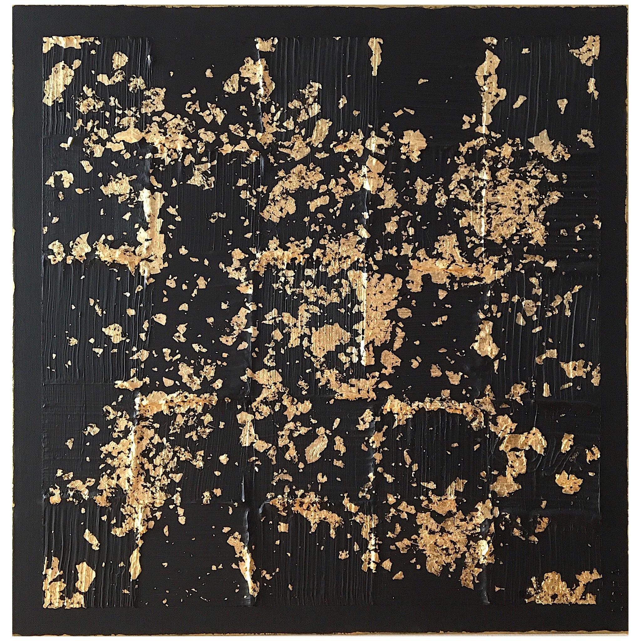 Painting J'Adore 2 by Liora Textured Square Gold Abstract Canvas Contemporary