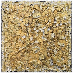 Painting J'Adore 3 by Liora Textured Square Gold Abstract Canvas Contemporary