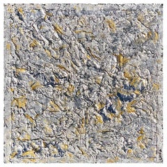 Painting J'Adore 4 by Liora Textured Square Silver Abstract Canvas Contemporary