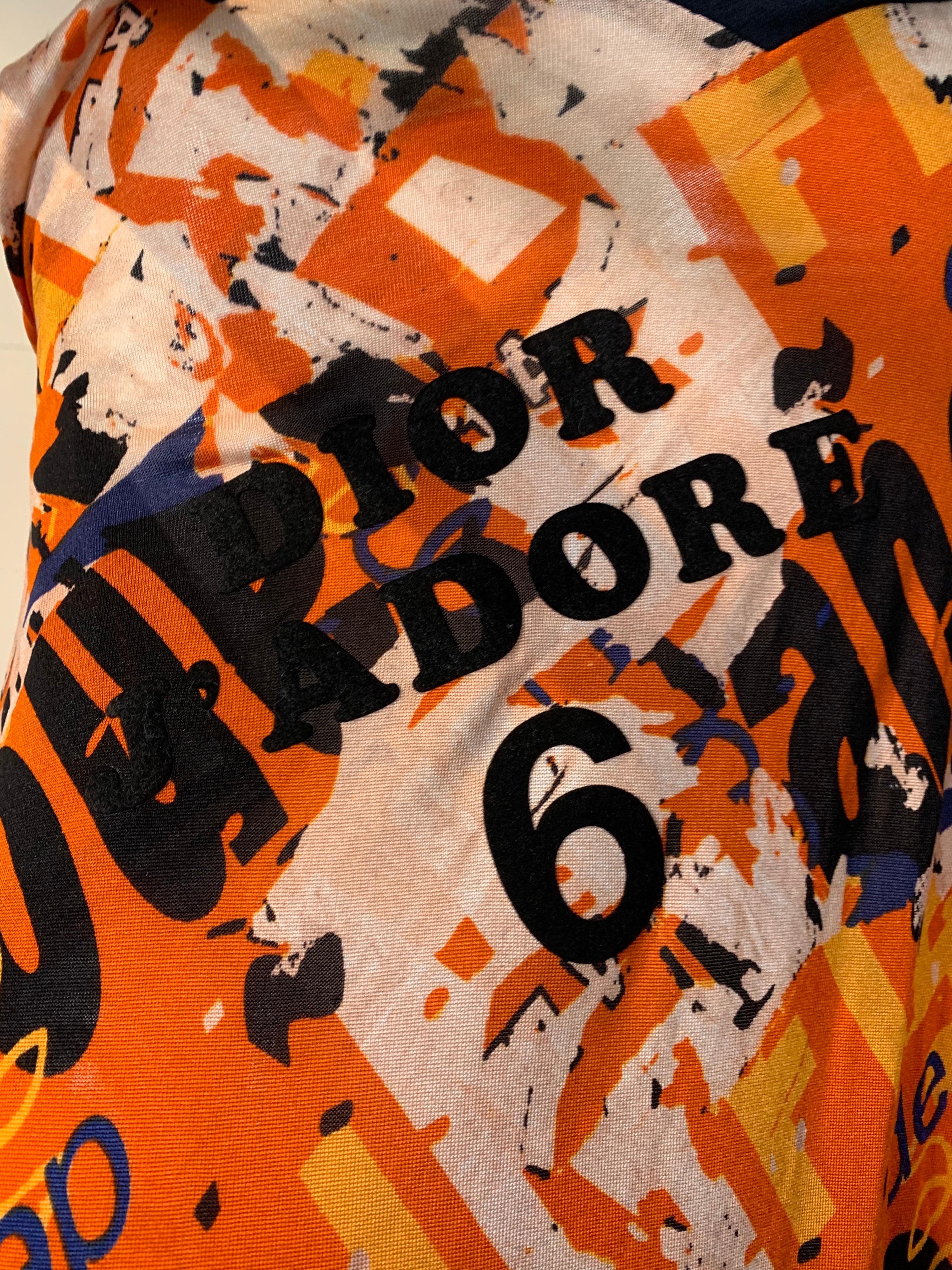 J’Adore Christian Dior by John Galliano Orange Jersey Print Zip Skirt Size 6 3