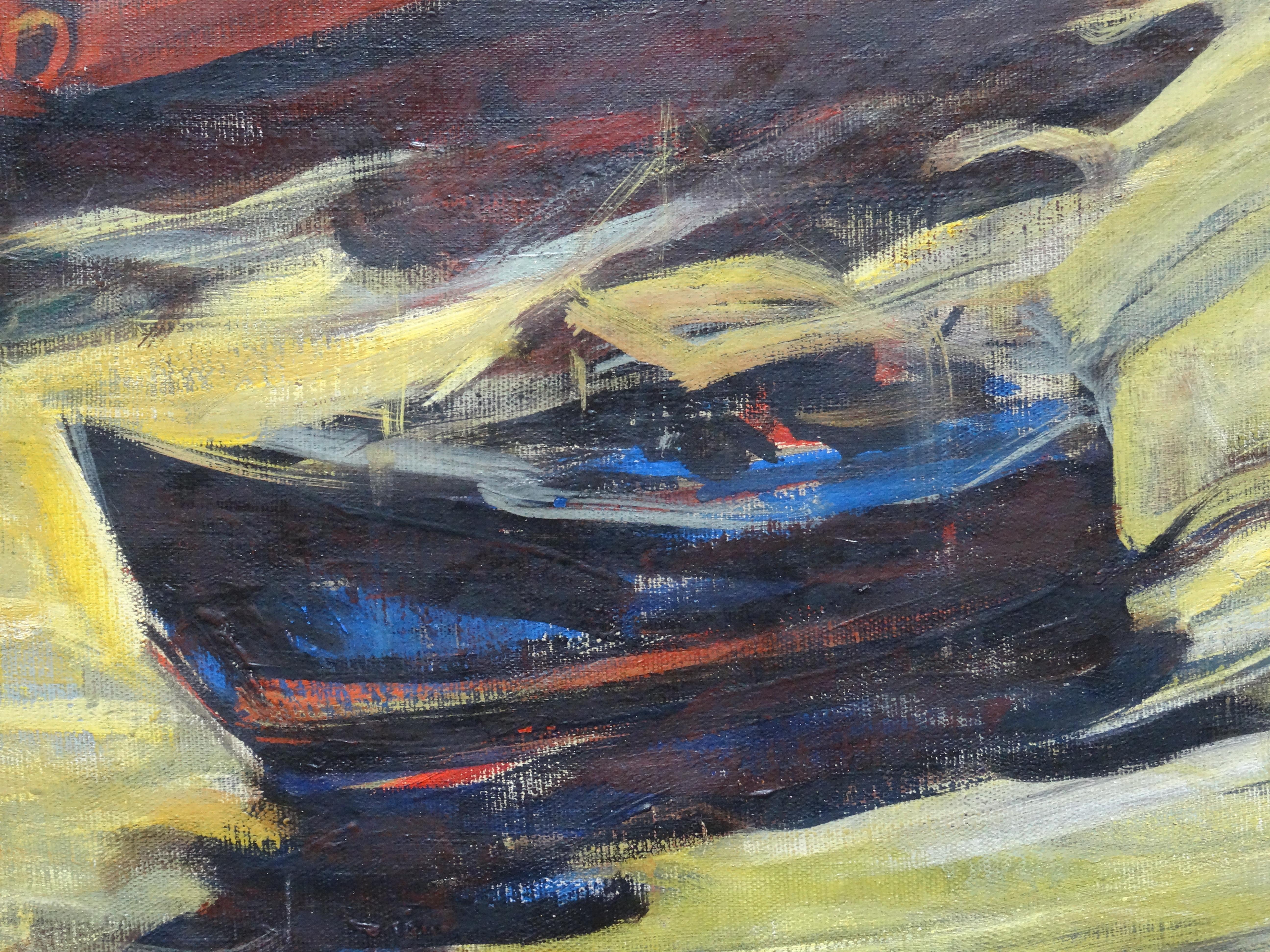 Channel. 1965, canvas, oil, 80x100 cm - Naturalistic Painting by Jadviga Zjilvinska 