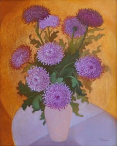 Purple chrysanthemums, 1988. Oil on canvas, 102x83 cm
