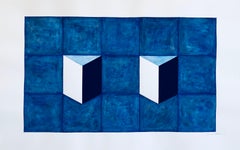 Koreanisches abstraktes minimalistisches Gouache-Gemälde der Koreanischen Künstlerin MInimalism, LA, LA