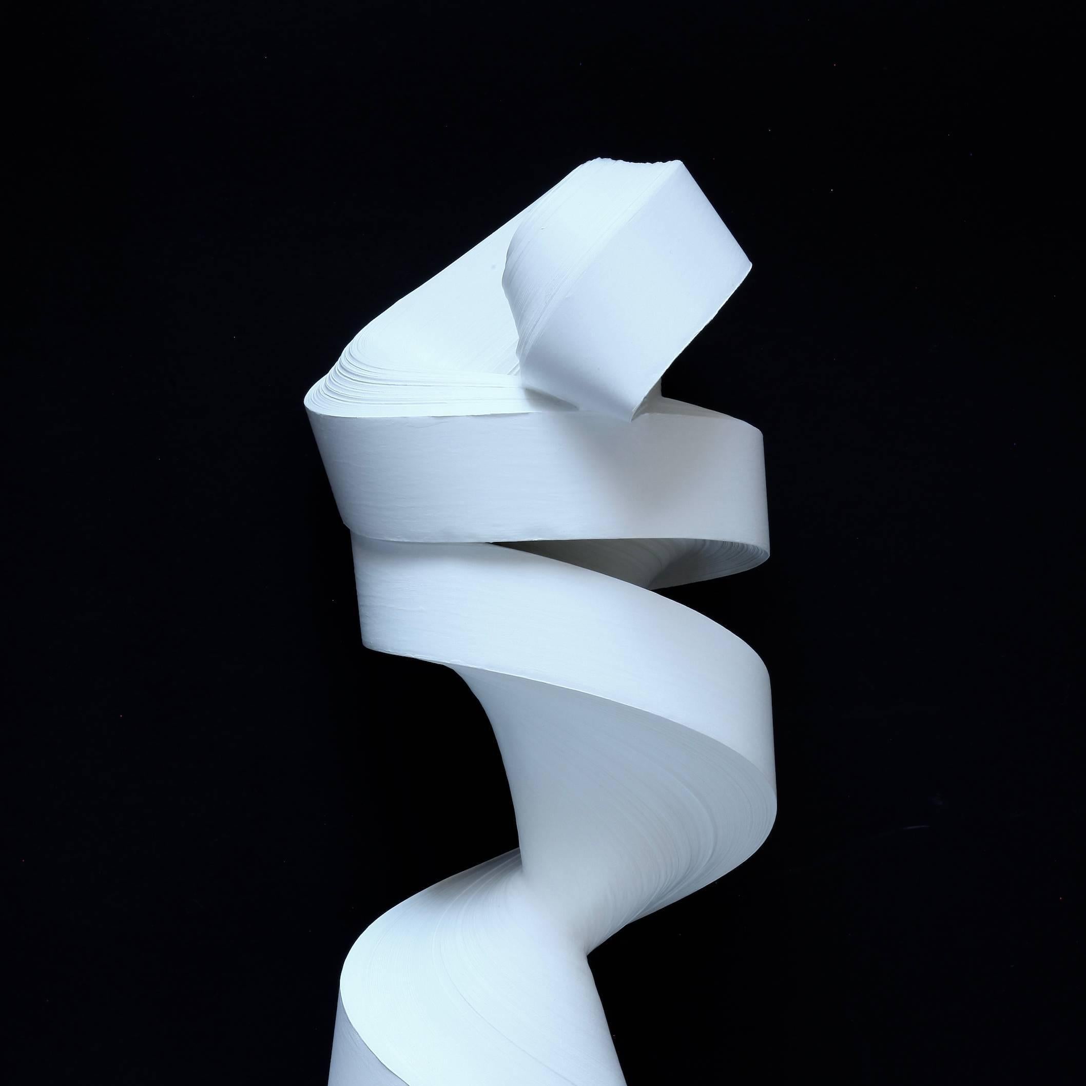 JK782 white- geometric abstract wall sculpture - Sculpture by Jae Ko