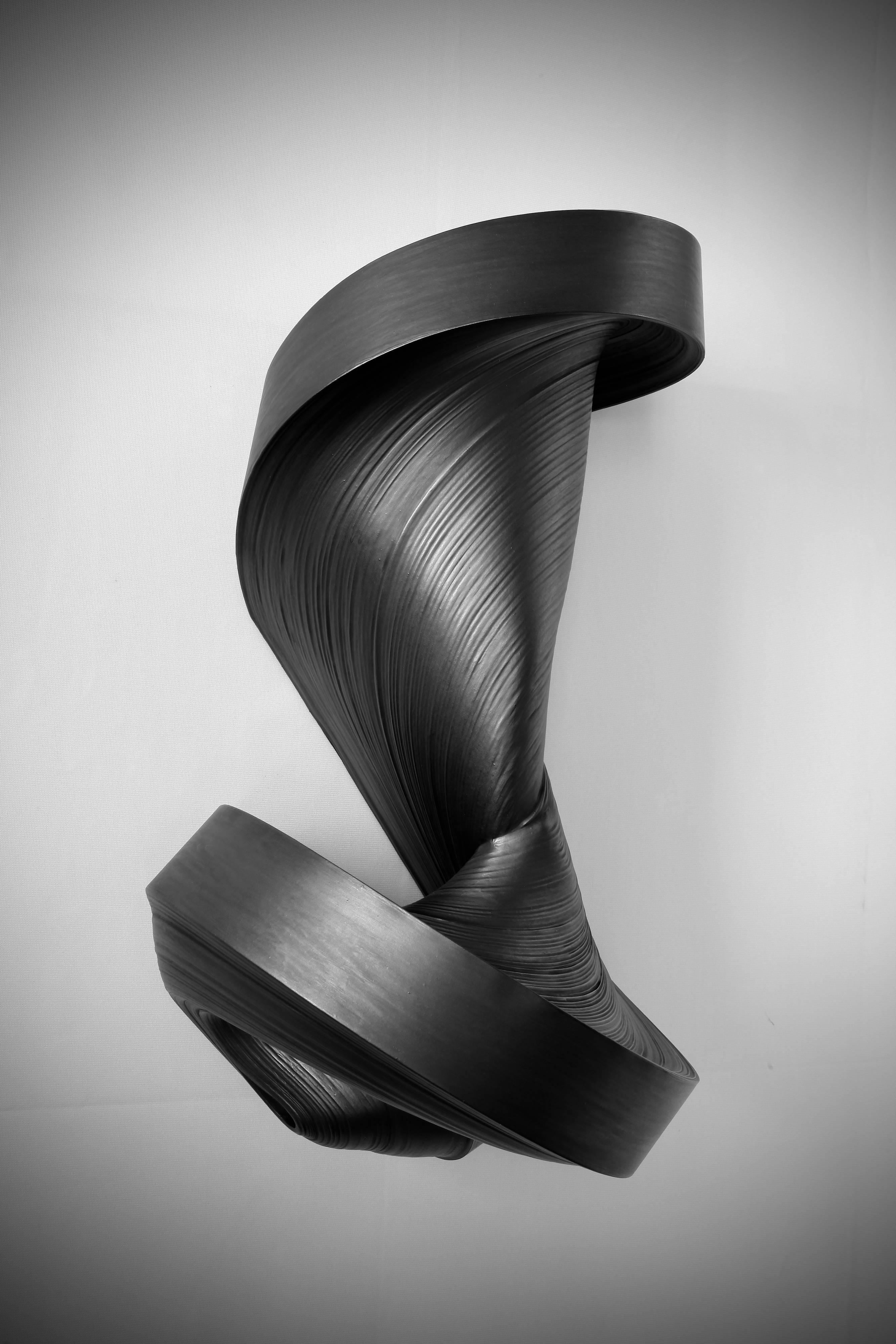 Jae Ko Abstract Sculpture - JK784 black- geometric abstract wall sculpture