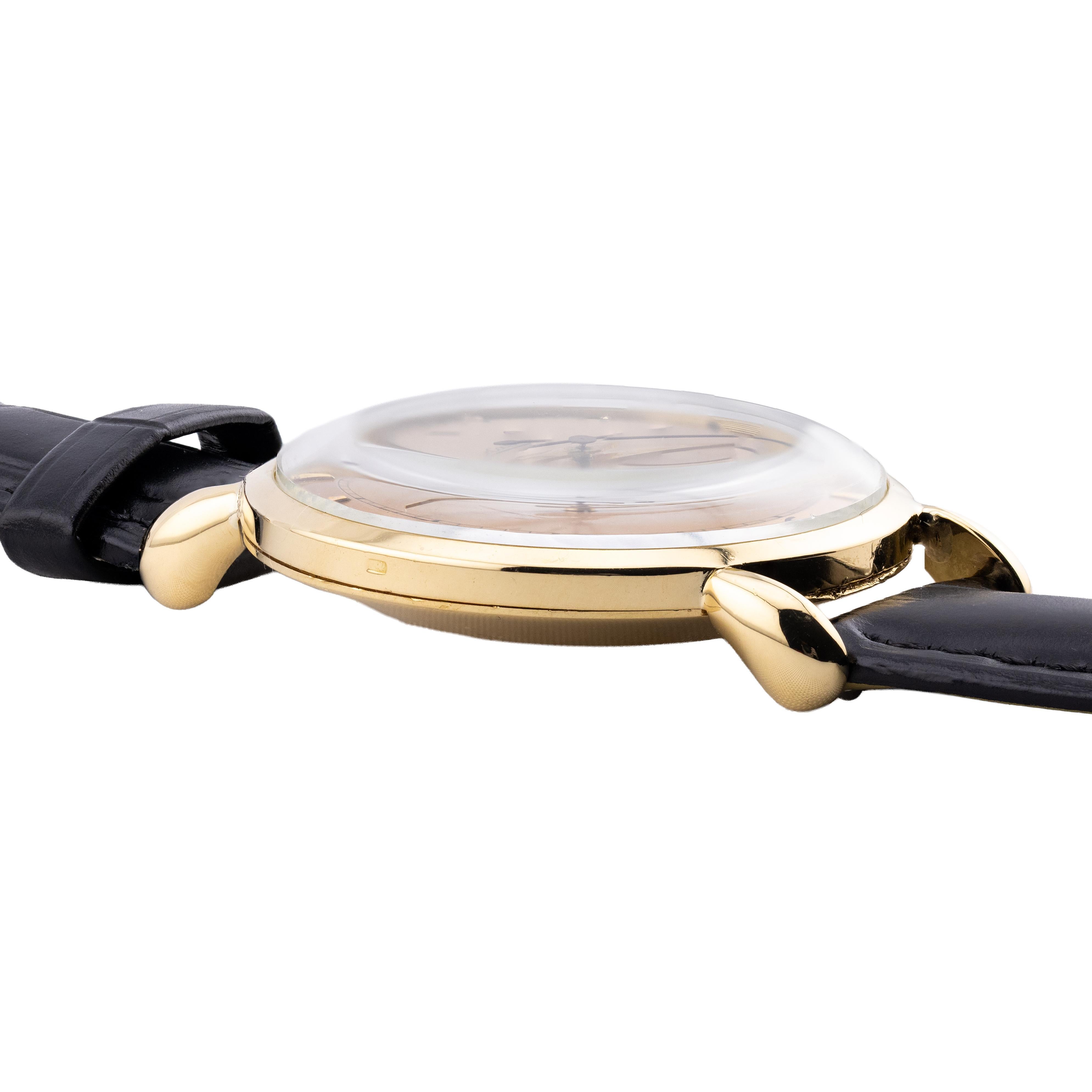 Jaegar LeCoultre 18 Karat Rose Gold Tear Drop Lug Herren 37mm Uhr 1940er Jahre (Art déco) im Angebot