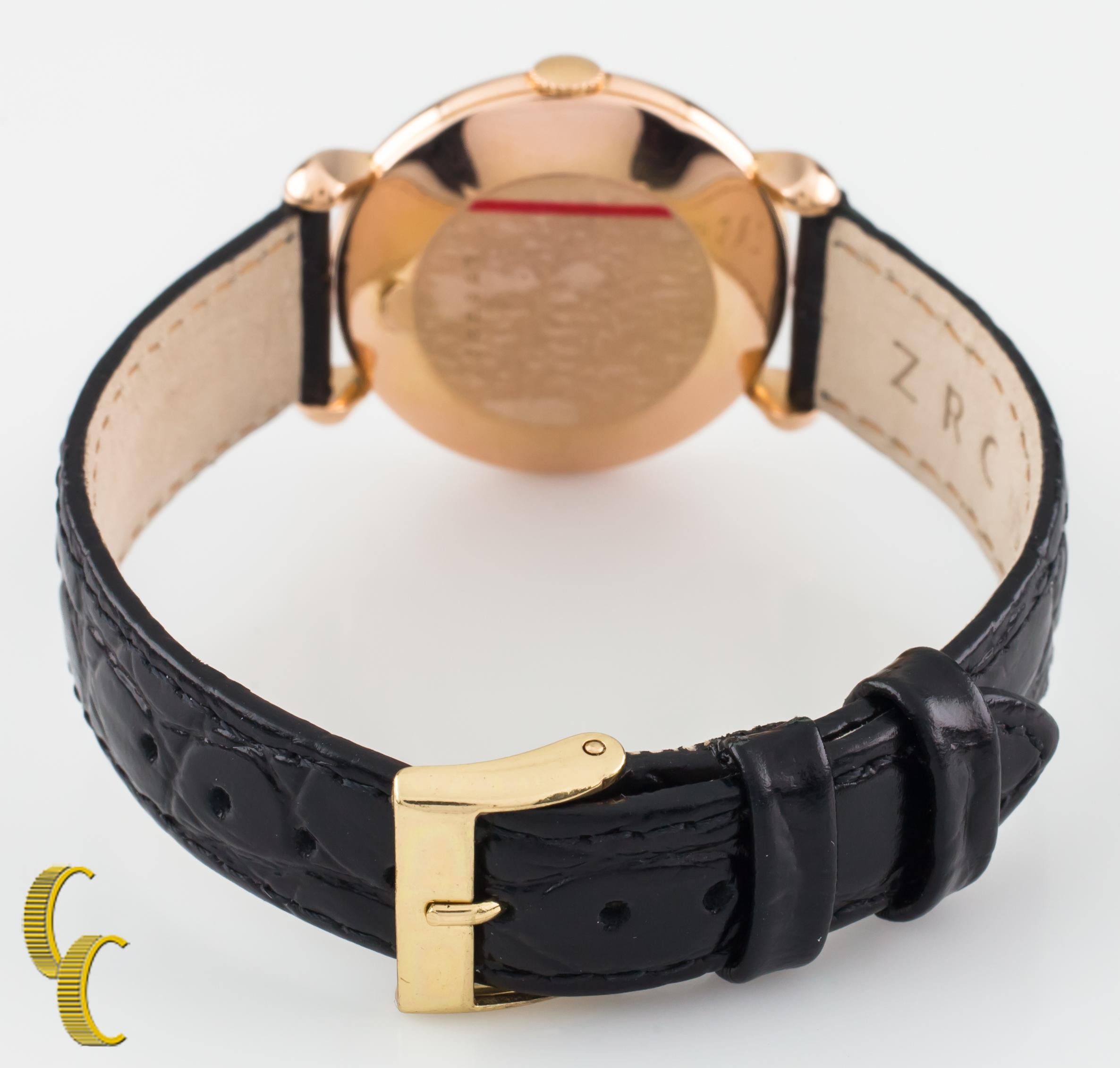 Jaegar-LeCoultre 18 Karat Gold Hand-Winding Watch with Leather Band Case #3225 1