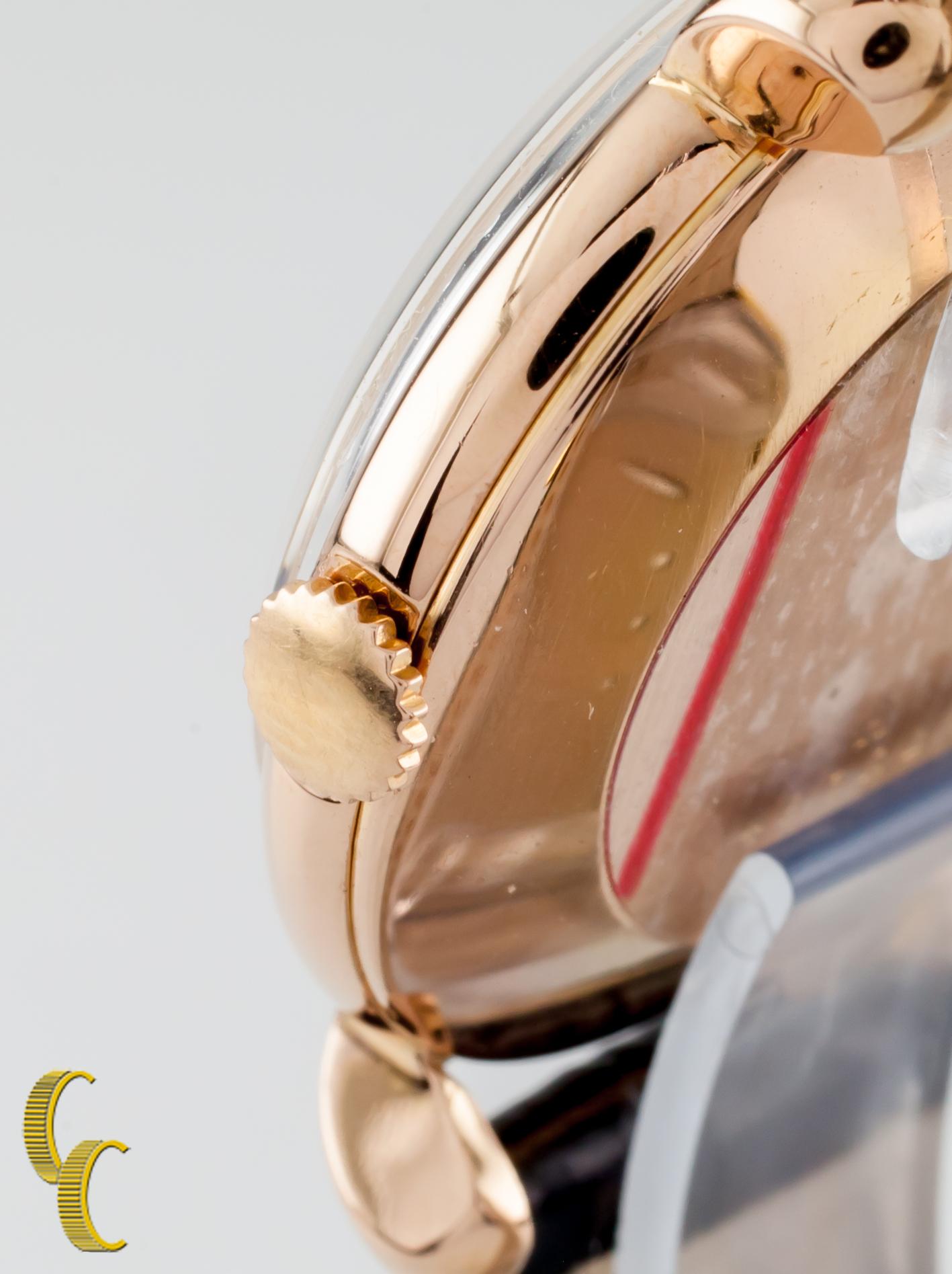Jaegar-LeCoultre 18 Karat Gold Hand-Winding Watch with Leather Band Case #3225 2
