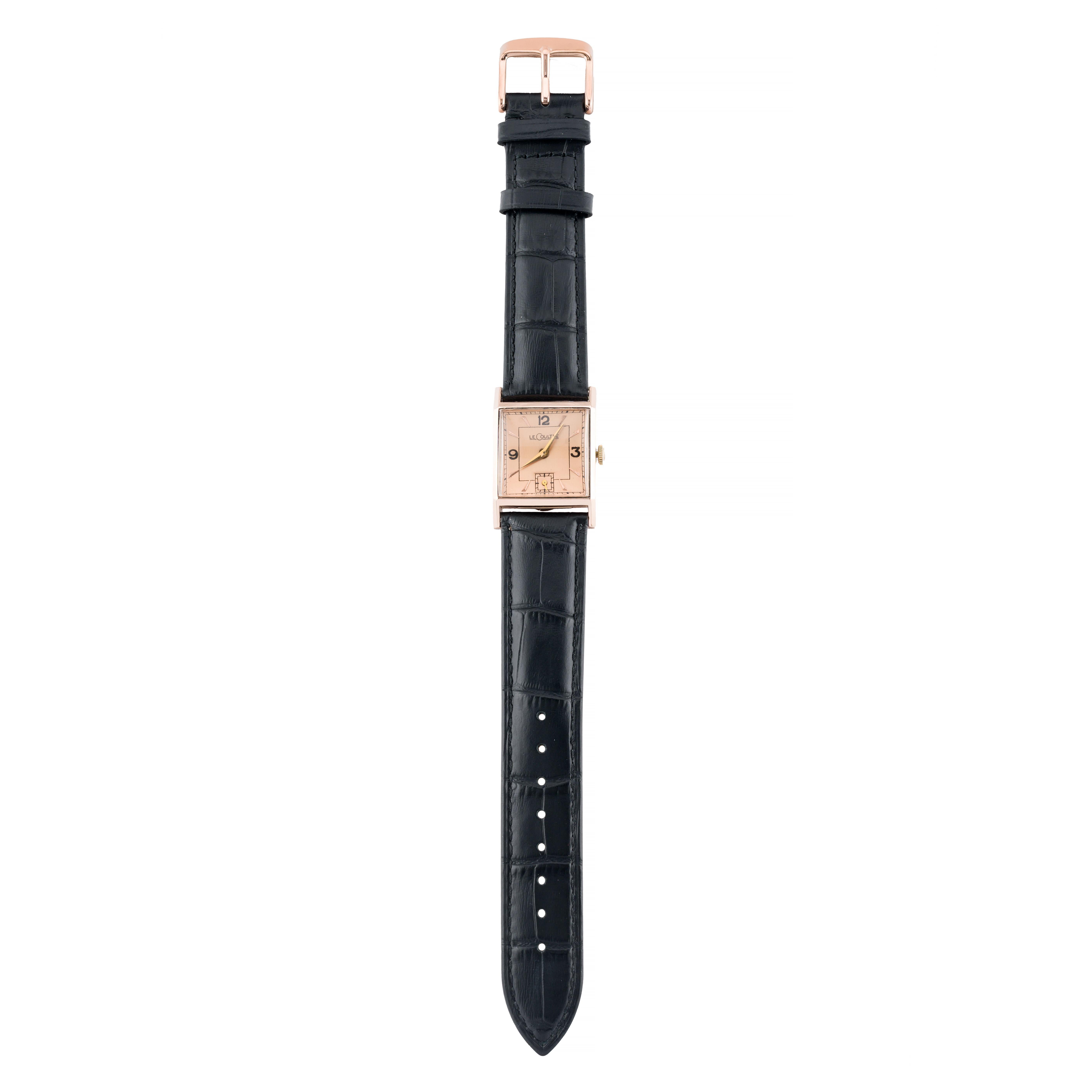 Jaeger LeCoultre Art Deco 14 Karat Rose Gold 23mm Unisex Dress Wrist Watch 1