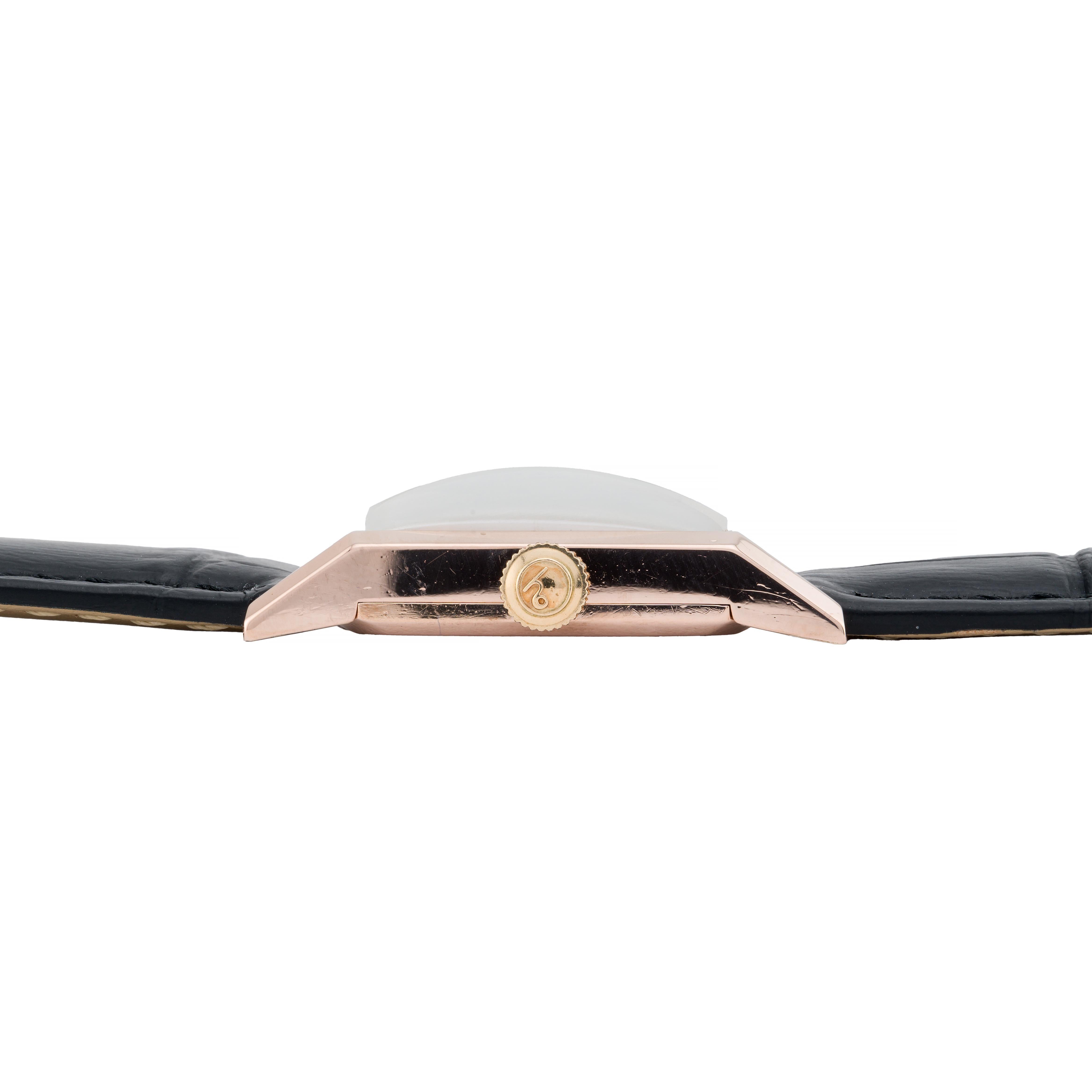 Jaeger LeCoultre Art Deco 14 Karat Rose Gold 23mm Unisex Dress Wrist Watch 2