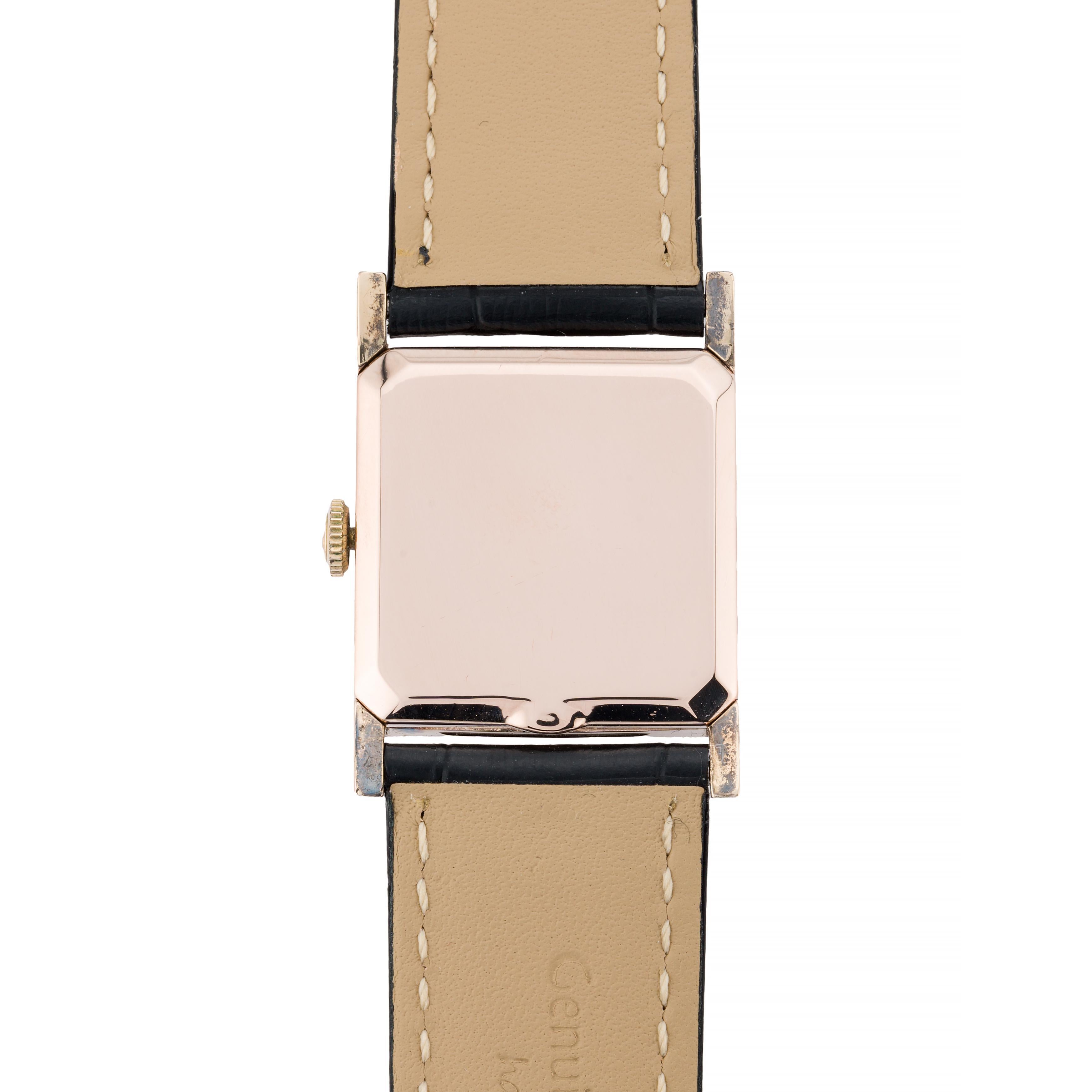 Jaeger LeCoultre Art Deco 14 Karat Rose Gold 23mm Unisex Dress Wrist Watch 3