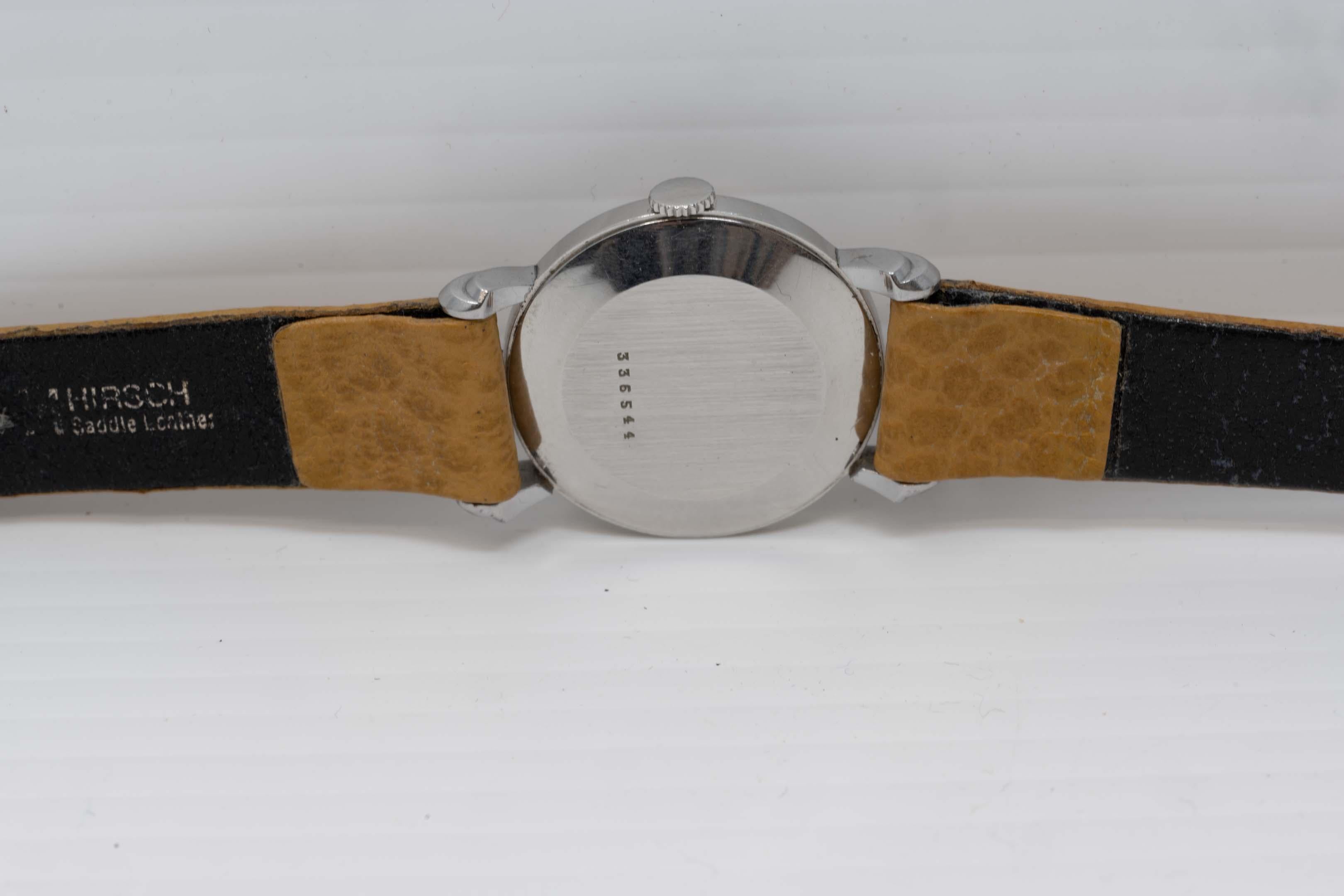 Jaeger-LeCoultre-Edelstahl-Armbanduhr, um 1950 im Zustand „Gut“ im Angebot in Montreal, QC