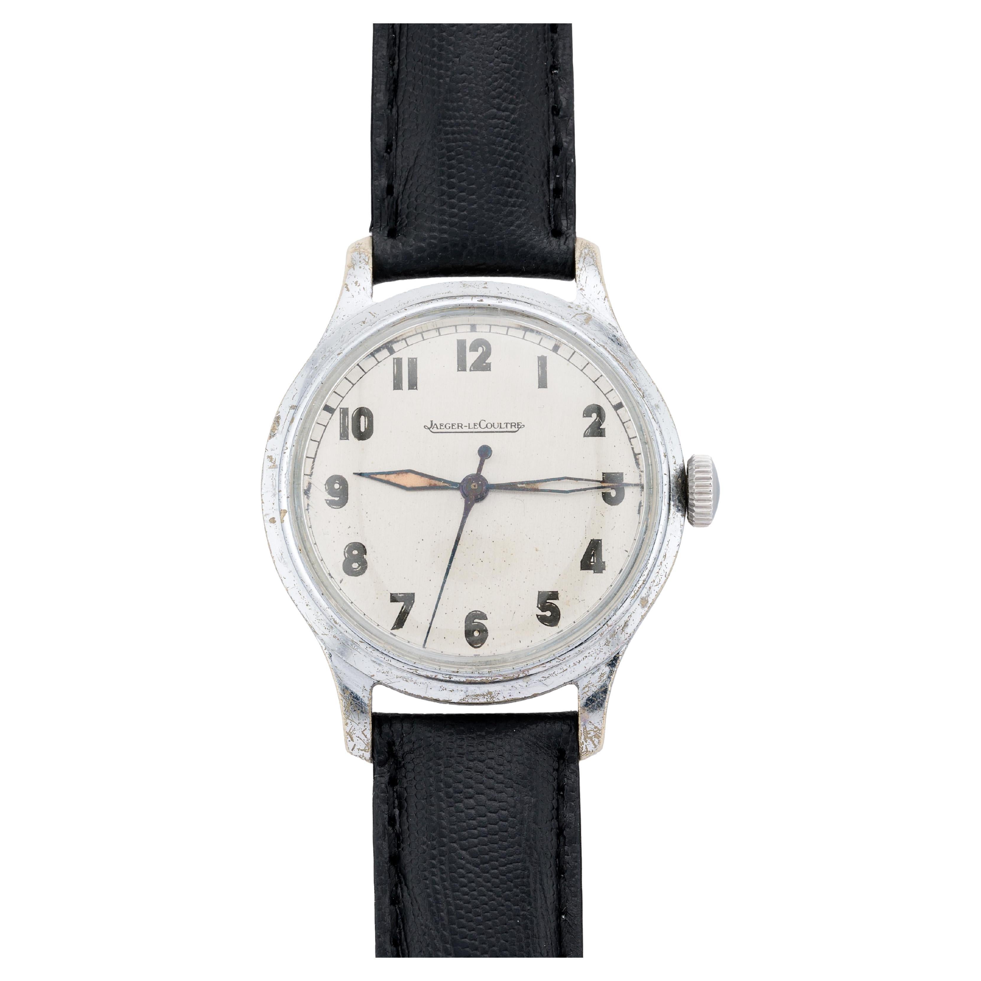 Jaeger LeCoultre Vintage WWII Military Mens Radium Numeral Wrist Watch