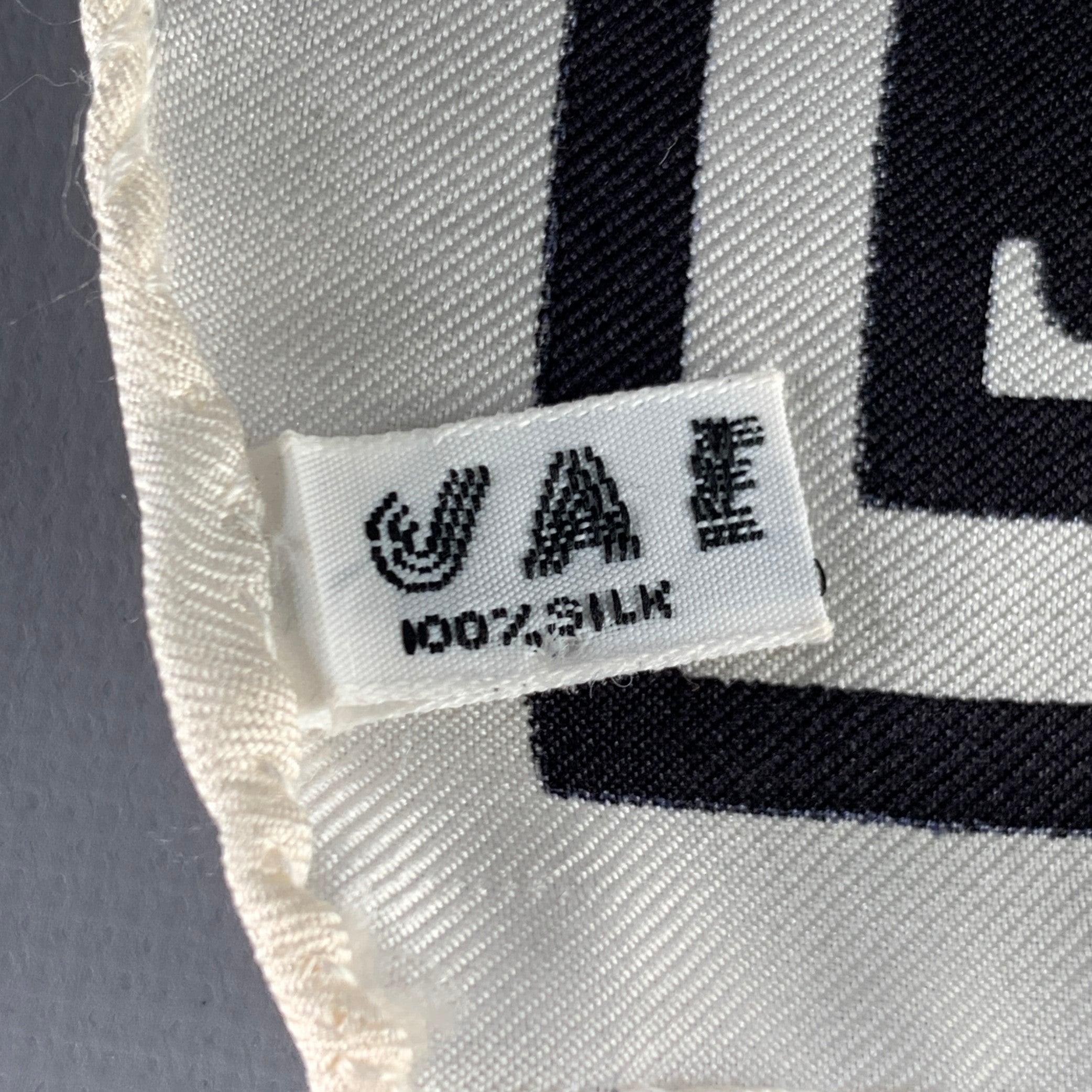 Gray JAEGER Black White Monogram Silk Pocket Square For Sale