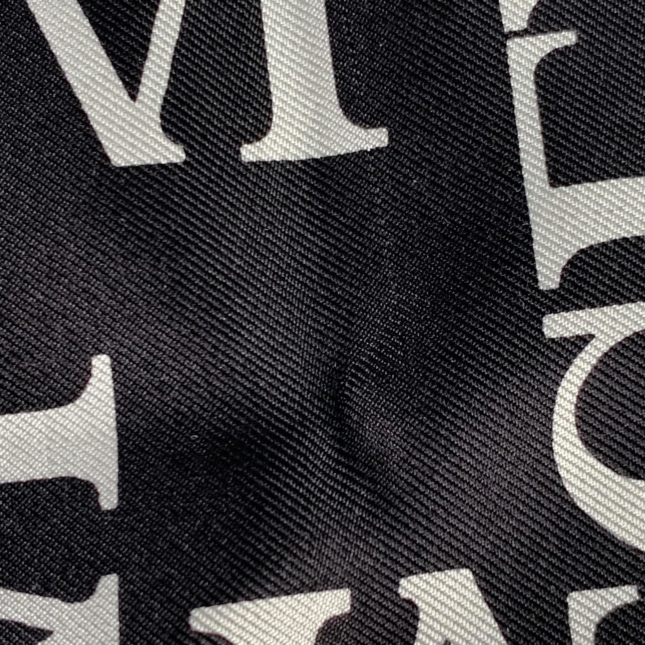Men's JAEGER Black White Monogram Silk Pocket Square For Sale