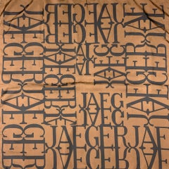 JAEGER Brown & Black Print Silk Scarf